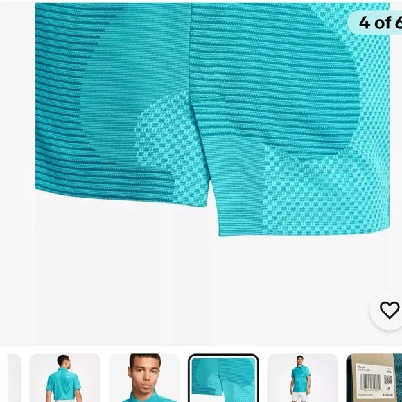 Men’s Nike Dri-Fit ADV Tour Camo DR5312-381 Teal Polo Golf Shirt Size Large - Picture 4 of 12